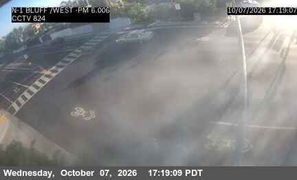 The road at NB PCH at Bluff Dr/West St, live
