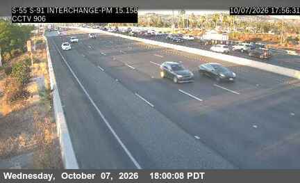 The road at SB SR-55 at SR-91 Interchange, live