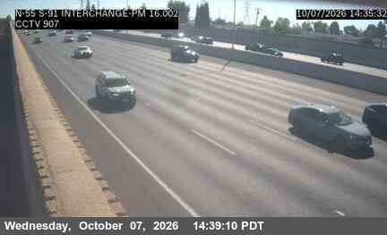 The road at NB SR-55 at SR-91 Interchange, live