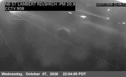 The road at NB SR-57 at Lambert Road / Birch, live