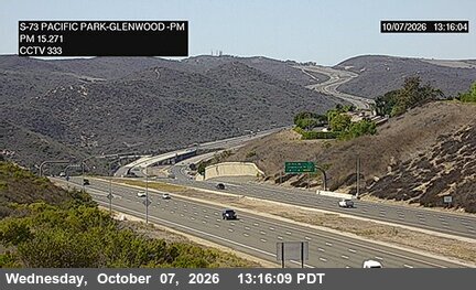 The road at Pacific Park Drive Overcross, live