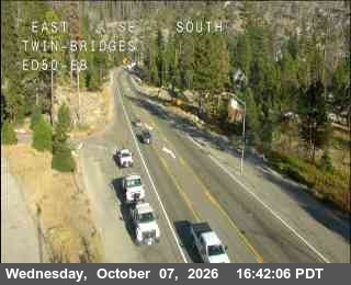 The road at Hwy 50 at Twin Bridges, live