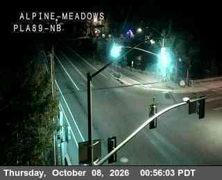 The road at Hwy 89 at Alpine Meadows, live