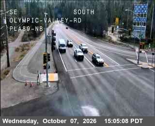 The road at Hwy 89 at Olympic Valley, live