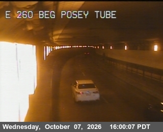 The road at Posey Tube Tunnel Entrance, live