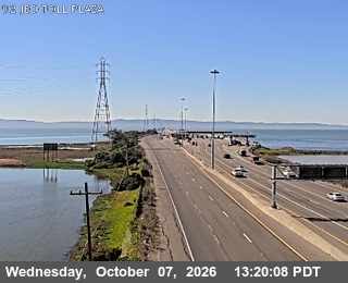 The road at Just East Of San Mateo Bridge Toll Plaza, live