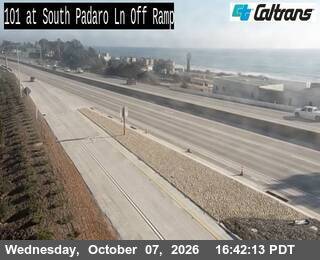 The road at US101- South Padaro Lane Off Ramp, live