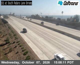 The road at US101- South Padaro Lane Onramp, live