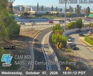 The road at WB Century Blvd On-Ramp, live