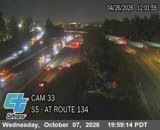 The road at SB Route 5 at Route 134, live