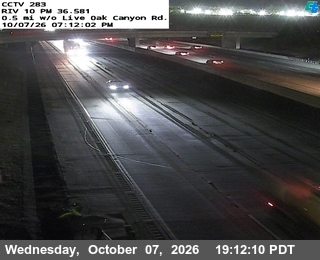 The road at 0.5 mi w/o Live Oak Canyon Rd., live