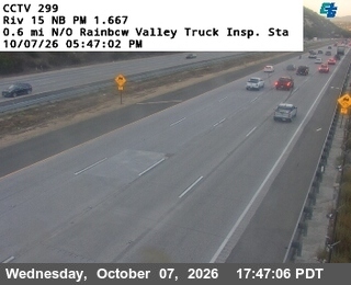 The road at 0.6 mi north of Rainbow Valley Truck Insp. Sta, live