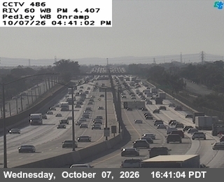 The road at Pedley WB Onramp, live