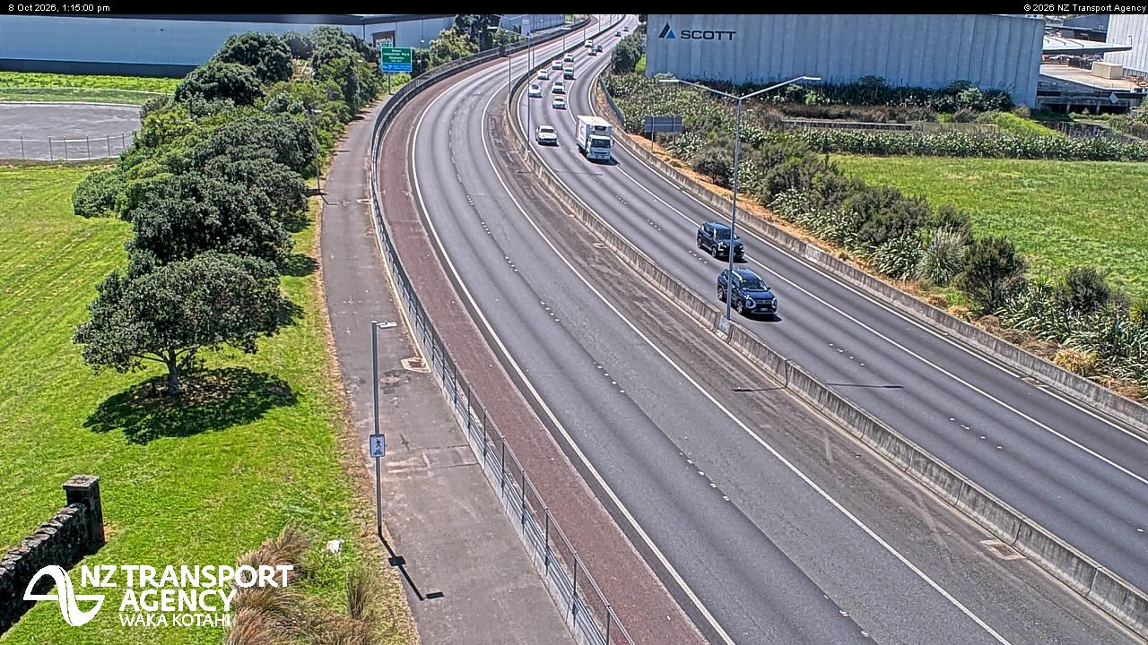 The road at SH20A George Bolt Mem Dr South, live