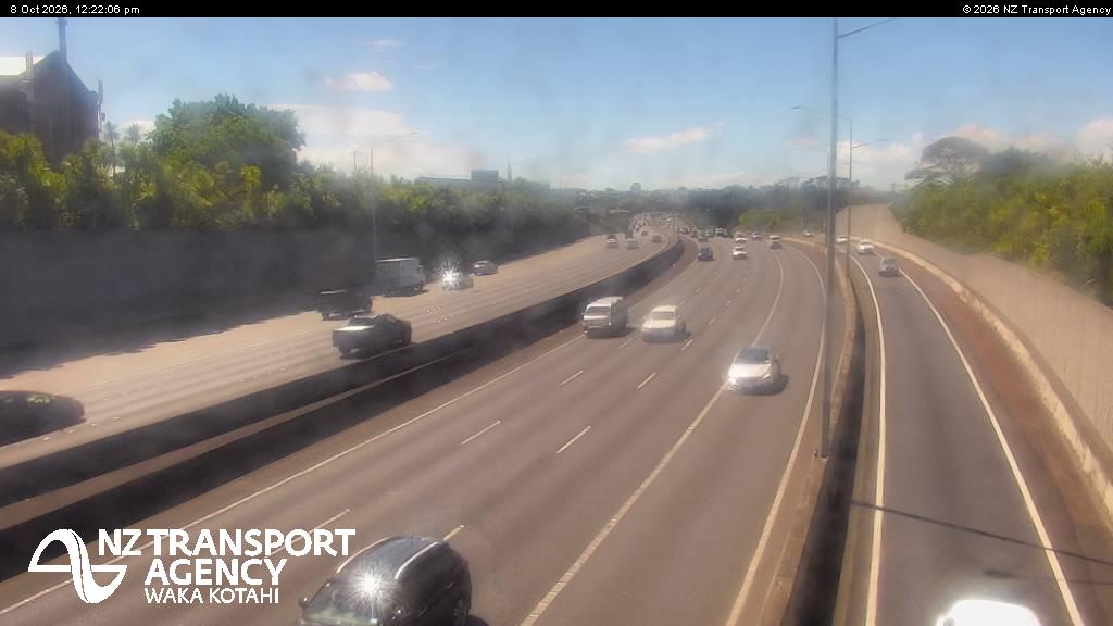 The road at SH16 Carrington Rd Overbridge, live