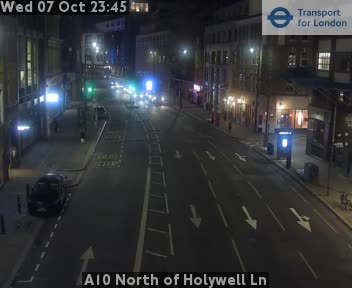 The road at A10 North of Holywell Ln, live