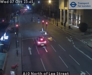 The road at A10 North of Lee Street, live