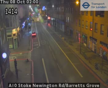 The road at A10 Stoke Newington Rd/Barretts Grove, live