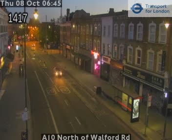The road at A10 North of Walford Rd, live