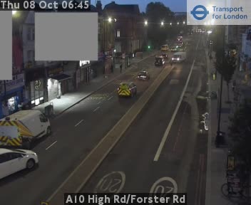 The road at A10 High Rd/Forster Rd, live