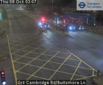 The road at Grt Cambridge Rd/Bullsmore Ln, live