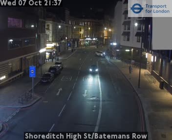 The road at Shoreditch High St/Batemans Row, live
