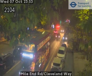 The road at Mile End Rd/Cleveland Way, live