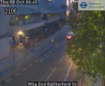 The road at Mile End Rd/Harford St, live