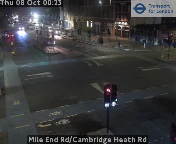 The road at Mile End Rd/Cambridge Heath Rd, live