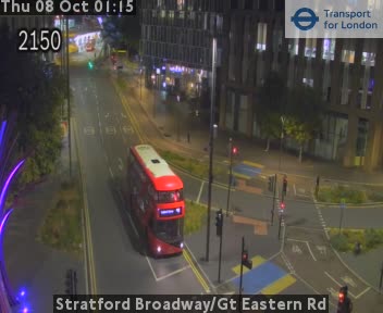 The road at Stratford Broadway/Gt Eastern Rd, live