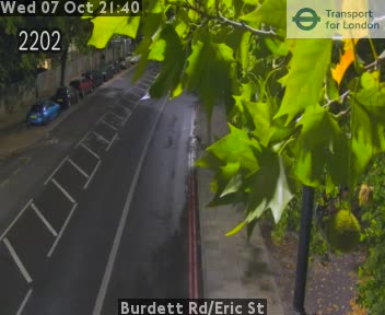 The road at Burdett Rd/Eric St, live