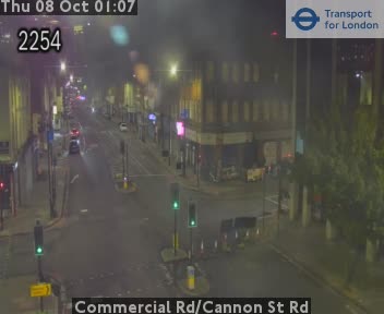 The road at Commercial Rd/Cannon St Rd, live