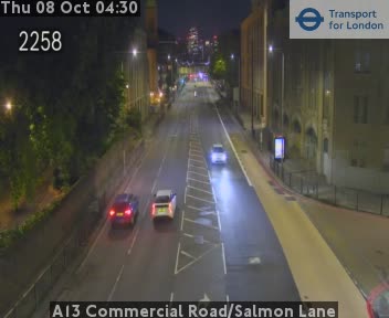The road at A13 Commercial Road/Salmon Lane, live