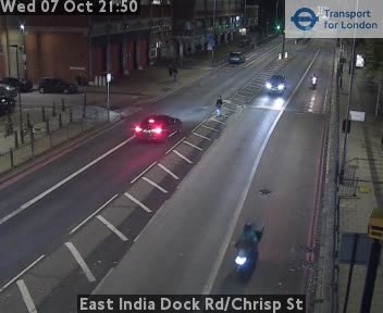 The road at East India Dock Rd/Chrisp St, live