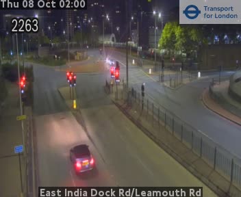 The road at East India Dock Rd/Leamouth Rd, live