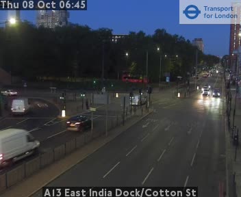 The road at A13 East India Dock/Cotton St, live