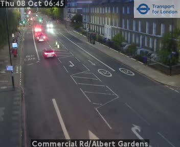The road at Commercial Rd/Albert Gardens, live