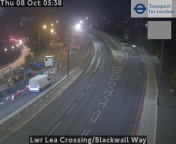The road at Lwr Lea Crossing/Blackwall Way, live