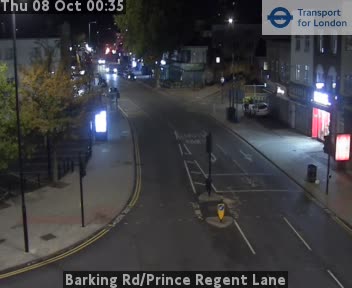 The road at Barking Rd/Prince Regent Lane, live