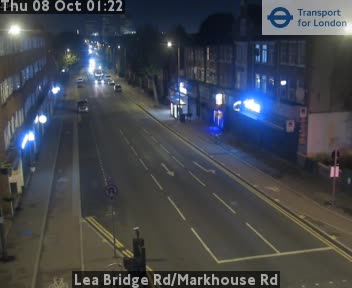 The road at Lea Bridge Rd/Markhouse Rd, live