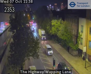 The road at The Highway/Wapping Lane, live
