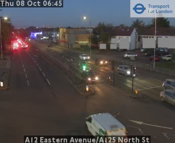 The road at A12 Eastern Avenue/A125 North St, live