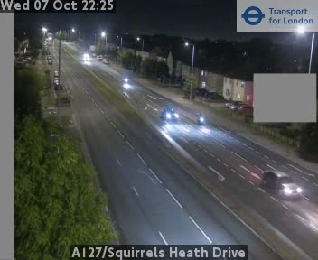The road at A127/Squirrels Heath Drive, live