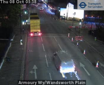 The road at Armoury Wy/Wandsworth Plain, live