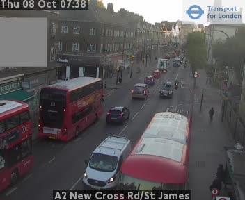 The road at A2 New Cross Rd/St James, live