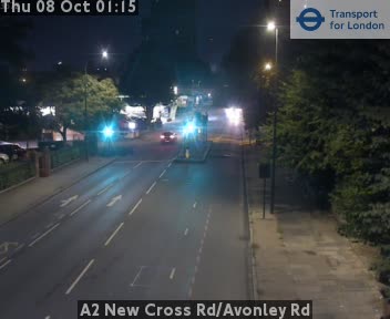 The road at A2 New Cross Rd/Avonley Rd, live