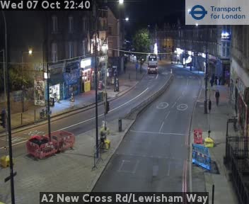 The road at A2 New Cross Rd/Lewisham Way, live