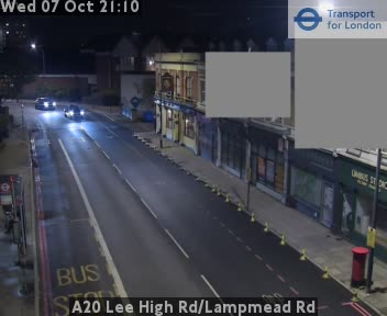 The road at A20 Lee High Rd/Lampmead Rd, live