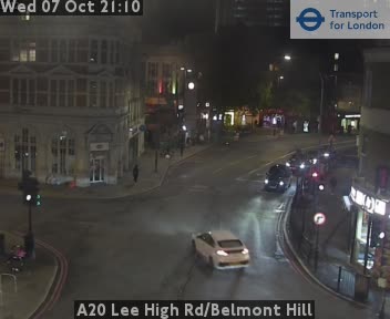 The road at A20 Lee High Rd/Belmont Hill, live