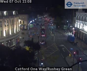 The road at Catford One Way/Rushey Green, live